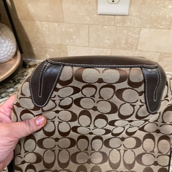 COACH Shoulder Bag Signature Brown Canvas - Picture 11 of 13